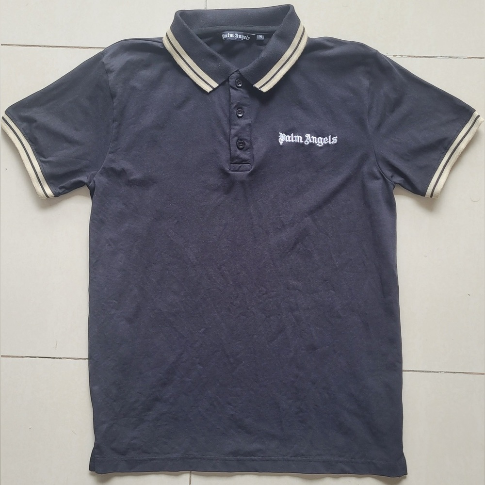 Authentic Palm Angels Black Polo Shirt, Vintage collection